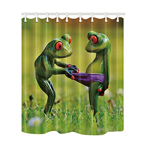 NYMB Duschvorhang mit Tiermotiven und Frosch-Motiv, wasserdicht, 175 x 178 cm, schimmelresistent, Polyester-Stoff, Dekoration für Badezimmer, Haken im Lieferumfang enthalten von NYMB