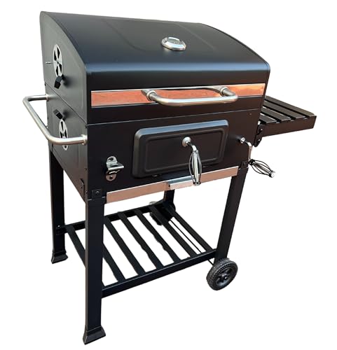 NYS Großer Holzkohlegrill mit Deckel, Gusseisenrost, Aschekasten & höhenverstellbarem Kohlerost – BBQ Grillwagen mit Rädern & Ablage – Pulverbeschichteter Stahl, Outdoor Gartengril NYS Großer Holzkohlegrill mit Deckel, Gusseisenrost, Aschekasten & höhenverstellbarem Kohlerost – BBQ Grillwagen mit Rädern & Ablage – Pulverbeschichteter Stahl, Outdoor Gartengril von NYS NEW YORK STYLE