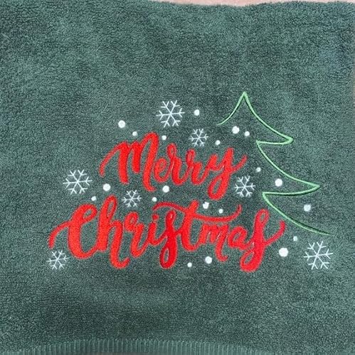 NYS NEW YORK STYLE Weihnachts Handtücher Badetuch mit Stickerei, Weihnachtsdekoration Weihnachten weihnachtshandtücher Badezimmer Badetuch Weihnachten Grün von NYS NEW YORK STYLE