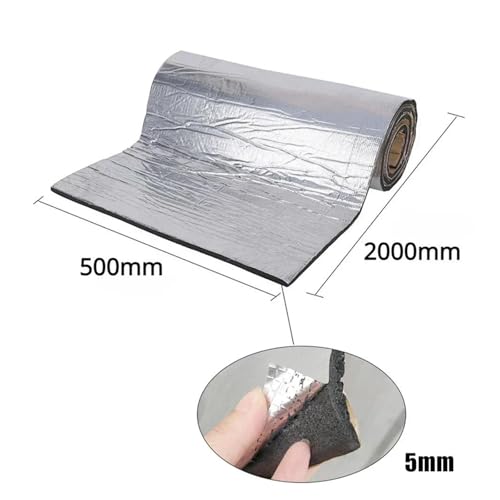 Schalldämmpad Motorhaube 2000*500mm 5/10mm Schalldichte Matte Proofing Deadener Wärme Noise Isolierung Trittschalldämmung Haube Geschlossenzelligen schaum Zubehör(Upgrade-5mm) von NYSAASDST