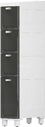 Badezimmerbodenschrank schmaler, schlanker rollender Aufbewahrungswagen und Organizer mit klaren Schubladen und Rassen Eckbodenschrank für kleine Räume und Lücken, Schlafzimmer, Nachttisch, Küche, Badezimmerbodenschrank schmaler, schlanker rollender Aufbewahrungswagen und Organizer mit klaren Schubladen und Rassen Eckbodenschrank für kleine Räume und Lücken, Schlafzimmer, Nachttisch, Küche, von NYSCR