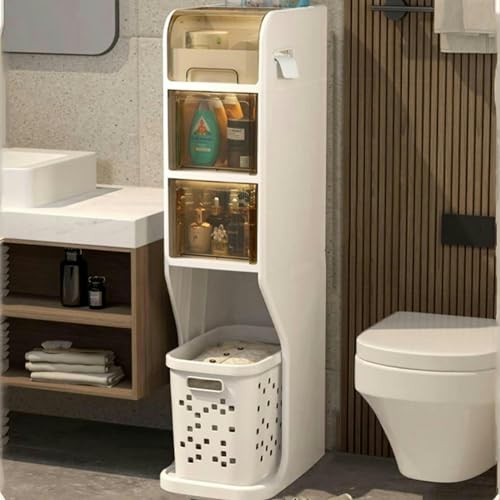 NYSCR 11 "W Skinny Badezimmerlagerschrank, 2/3/4 Stufe Toilettenpapierhalterschrank mit Schubladen, schmal von NYSCR