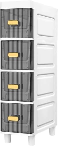 NYSCR Bad Slim Tall Cabinet vertikale Lagereinheit mit klaren Schubladen Schmaler und großer Kapazität wasserdichtes Toilettenpapierschrank (transparent grau 4 Stufe) von NYSCR