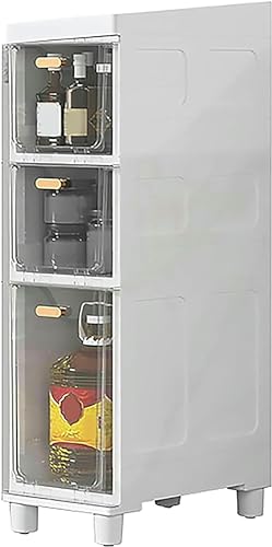 NYSCR Badezimmerbodenschrank schmaler, schlanker rollender Lagerwagen und Organizer mit klaren Schubladen und Rassen Eckbodenschrank für kleine Räume und Lücken, Schlafzimmer, Nachttisch, Küche NYSCR Badezimmerbodenschrank schmaler, schlanker rollender Lagerwagen und Organizer mit klaren Schubladen und Rassen Eckbodenschrank für kleine Räume und Lücken, Schlafzimmer, Nachttisch, Küche von NYSCR