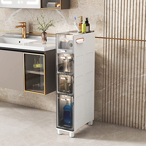NYSCR Hohe 5 Schublade schmale Badezimmerspeicherschrank Schlanker Design Toilettenpapier Aufbewahrung mit klaren Schubladen robuster Rahmen und Rollen für einfache Mobilität NYSCR Hohe 5 Schublade schmale Badezimmerspeicherschrank Schlanker Design Toilettenpapier Aufbewahrung mit klaren Schubladen robuster Rahmen und Rollen für einfache Mobilität von NYSCR