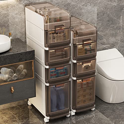 NYSCR Schlanker Badezimmerbodenschrank mit wasserdichtem Design Rolling Toilettenpapier Lagerschrank mit Schubladen und Rädern schmaler Badezimmer Organizer für Schlafzimmer Büroküche und Wohnzimmer von NYSCR