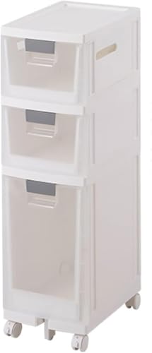 NYSCR Schlanker Lagerschrank mit Schubladen und Rastern 3 Stufe hohe Bodenschubladenwagen für kleine Räume mit großer Kapazität Toilettenpapierstraße Klares Schubladen Schmale Design (25 cm) von NYSCR