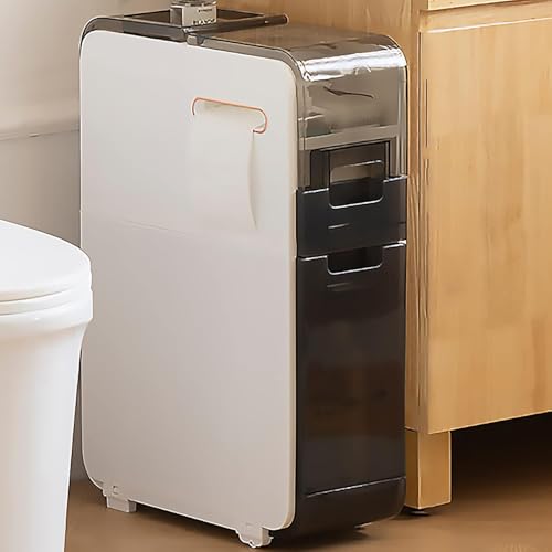 NYSCR Schlanker Lagerschrank mit klaren Schubladenstieren und großer Kapazität 6 Zoll breit 4 -stufig vertikaler Kommodenturm für kleine Räume Nize Ihr Badezimmer mit Stil! von NYSCR