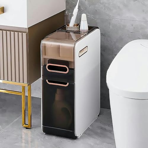 NYSCR Schlanker vertikaler Badezimmer -Lagerschrank mit Schubladen und Rollen großer Kapazität Schmaler Schlafzimmer Organizer mit Kunststoffschubladen NYSCR Schlanker vertikaler Badezimmer -Lagerschrank mit Schubladen und Rollen großer Kapazität Schmaler Schlafzimmer Organizer mit Kunststoffschubladen von NYSCR