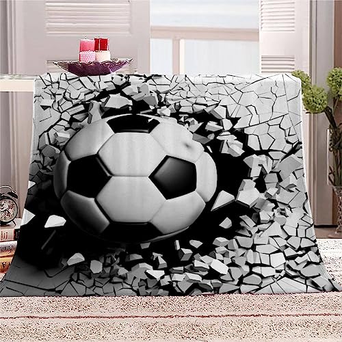 3D Fußball Kuscheldecken 130x150 Kids Flauschig Flanelldecke Bewegung Abstraktion Warm TV Decke Weich Plüsch Leichte Mädchen Jungen Wohndecke Microfaser Tagesdecke Sofadecke Sofa Bett von NYSMGS