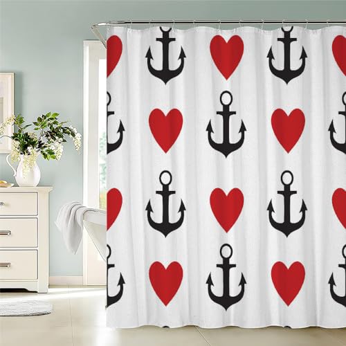 NYSMGS 3D Anker Duschvorhang Anti-Schimmel 180x180 cm Ozean Nautisch Wasserdichter Anti-Bakteriell Polyester Stoff Badewanne Vorhang Waschbar Badvorhang für Badezimmer mit 12 Haken von NYSMGS