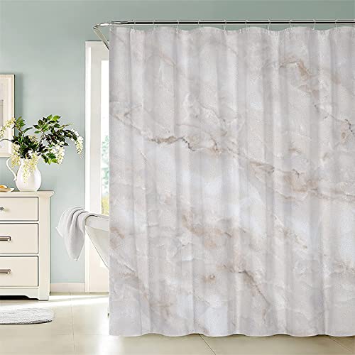 NYSMGS 3D Weisser Marmor Duschvorhang Anti-Schimmel 180x180 cm Abstrakt Modern Wasserdichter Anti-Bakteriell Polyester Stoff Badewanne Vorhang Waschbar Badvorhang für Badezimmer mit 12 Haken von NYSMGS