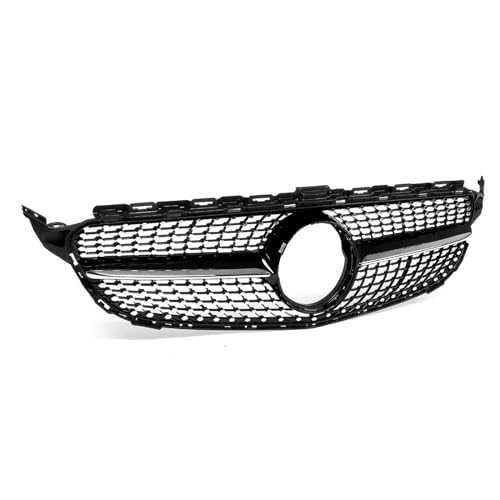 NYSQOFMB Front Kühlergrill Für Mercedes Für Benz Für C Klasse W205 C200 C250 C300 C350 2015-2018 Diamant Auto Front Stoßstange Grille Racing Grill Stoßfänger Grillgitter(Schwarz) von NYSQOFMB