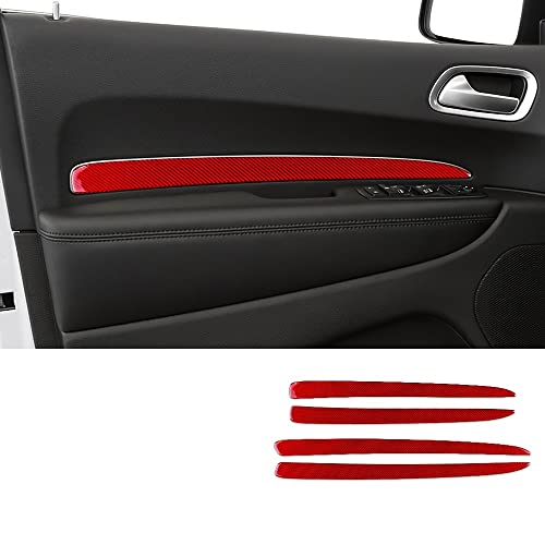 NYSQOJFNF Innentür Innengriff Aufkleber Für Dodge Für Durango 2011-2020 Auto Real Carbon Fiber Türgriff Dekoration Abdeckung Trim Innen Zubehör(Rot) von NYSQOJFNF
