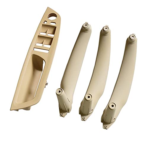 NYSQOJFNF Innentür Innengriff Auto Kohlefaser ABS Innentür Armlehne Griff Links Rechts Panel Pull Trim Cover Für E70 E71 X5 X6 2007-2012 2013 2014(LHD Beige 4Pcs) von NYSQOJFNF