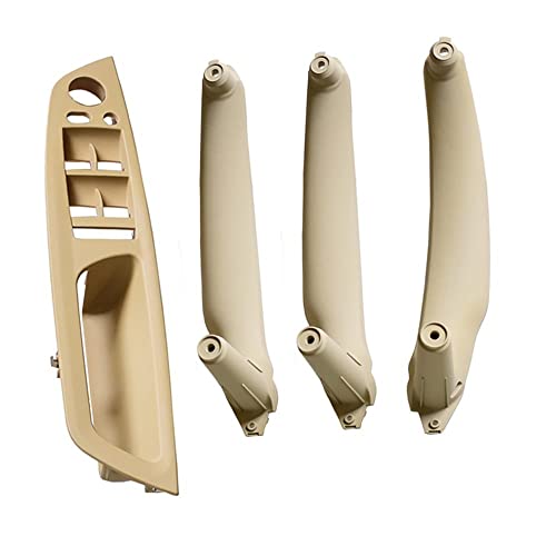 NYSQOJFNF Innentür Innengriff Auto Kohlefaser ABS Innentür Armlehne Griff Links Rechts Panel Pull Trim Cover Für E70 E71 X5 X6 2007-2012 2013 2014(RHD Beige 4Pcs) von NYSQOJFNF