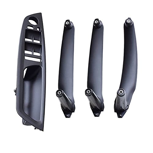 NYSQOJFNF Innentür Innengriff Auto Kohlefaser ABS Innentür Armlehne Griff Links Rechts Panel Pull Trim Cover Für E70 E71 X5 X6 2007-2012 2013 2014(RHD Black 4Pcs) von NYSQOJFNF