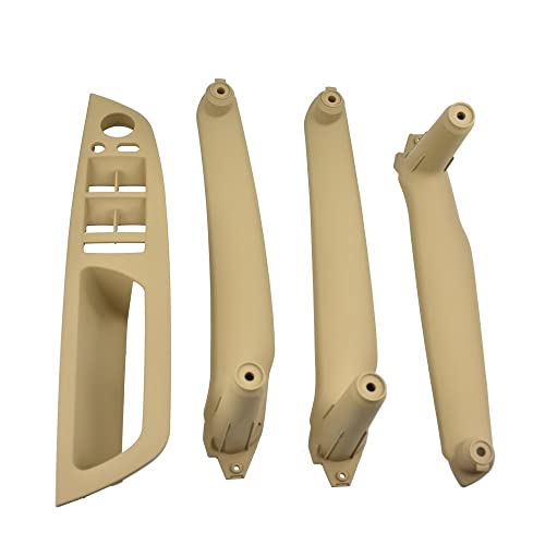 NYSQOJFNF Innentür Innengriff Beige Schwarz Armlehne Auto Links Vorne Fahrersitz LHD Innentürgriff Innenverkleidung Pull Trim Abdeckung Für E70 E71 X5 X6(Beige 4 pcs) von NYSQOJFNF