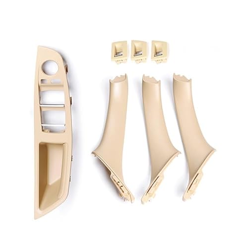 NYSQOJFNF Innentür Innengriff Linker Antrieb LHD Beige Schwarz Kohlefaser Auto-Innentürgriffgriff 7-teiliges Set für 5er F10 F18 523 525 528(Beige) von NYSQOJFNF