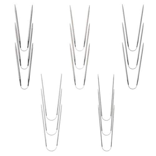 15 Stück Stricknadeln 5 Modelle Rundstricknadeln, Strickset Umfasst 2mm/2.5mm/3mm/3.5mm/4mm, Leichte Rund Edelstahl Stricknadeln für Socken, Handschuhe, Mützen von NYTGAH