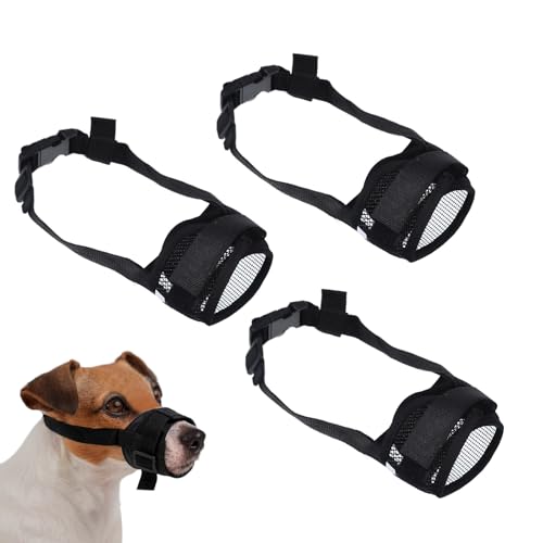 3 Stück Maulkorb für Große Hunde Schwarzer mit Klettverschluss, Verstellbarer Giftköderschutz Hund zum Verhindern von Beißen, Bellen und Kauen für Hundemaulkorb für Groß Hunde(Groß) von NYTGAH