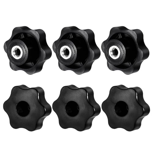 6-Teilige Sterngriffmutter M8, Schwarze Sternmutter, Rändelmutter aus Edelstahl, Außendurchmesser 48 mm, Geeignet für Maschinen, Industrie, Möbel, elektronische Geräte, Werkzeugmaschinen von NYTGAH