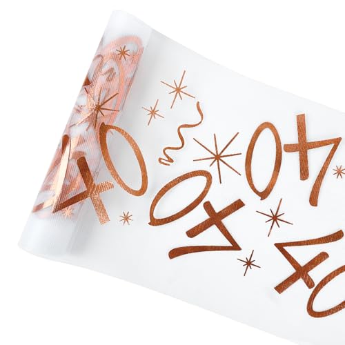 Deko 40 Geburtstag Mann,Tischläufer 40 Geburtstag Deko zum 40., 28cm x 10m Tischdeko Geburtstag, Roségold Polyester Tischdecke Zuschneidbar, Glitzer Deko 40. Geburtstag Frauen von NYTGAH