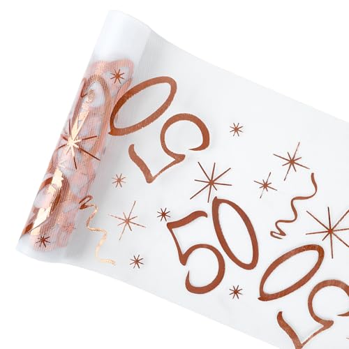 Deko 50 Geburtstag Mann,Tischläufer 50 Geburtstag Deko zum 50., 28cm x 10m Tischdeko Geburtstag, Roségold Polyester Tischdecke Zuschneidbar, Glitzer Deko 50. Geburtstag Frauen Deko 50 Geburtstag Mann,Tischläufer 50 Geburtstag Deko zum 50., 28cm x 10m Tischdeko Geburtstag, Roségold Polyester Tischdecke Zuschneidbar, Glitzer Deko 50. Geburtstag Frauen von NYTGAH