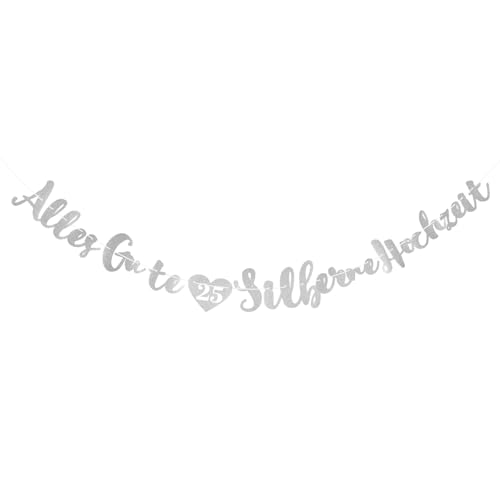 Silberhochzeit Deko, Hängende Dekoration aus Glitzerpapier, Banner zur Silber Jubiläumsdekoration, Geeignet für Die Silberhochzeit, die Party zum 25. Hochzeitstag usw. Silberhochzeit Deko, Hängende Dekoration aus Glitzerpapier, Banner zur Silber Jubiläumsdekoration, Geeignet für Die Silberhochzeit, die Party zum 25. Hochzeitstag usw. von NYTGAH