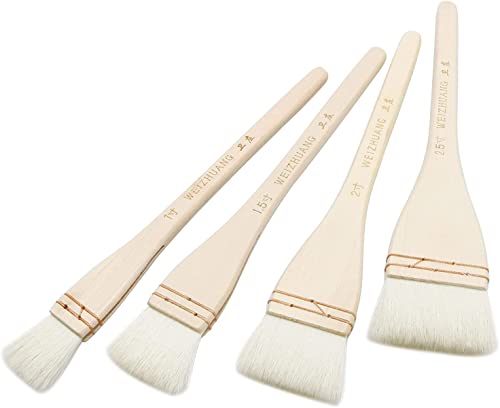 Creative Mark Hake Pinsel-Set, professionelle weiche weiße Ziegenhaar, genähte Pinsel zum Waschen, Hintergrundarbeiten, Aquarell und Keramikkeramik, 4 Stück Creative Mark Hake Pinsel-Set, professionelle weiche weiße Ziegenhaar, genähte Pinsel zum Waschen, Hintergrundarbeiten, Aquarell und Keramikkeramik, 4 Stück von NYTGHYT