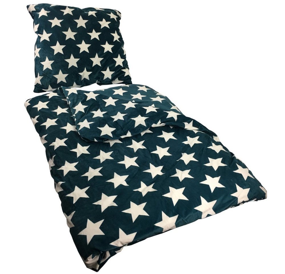 Bettwäsche Winter Bettwäsche CozyStar Sterne 2-teilig Samtweicher Mikromink Bezug, NYVI, Microfaser, 2 teilig, 1x Bettbezug 135x200 1x Kissenbezug 80x80 von NYVI