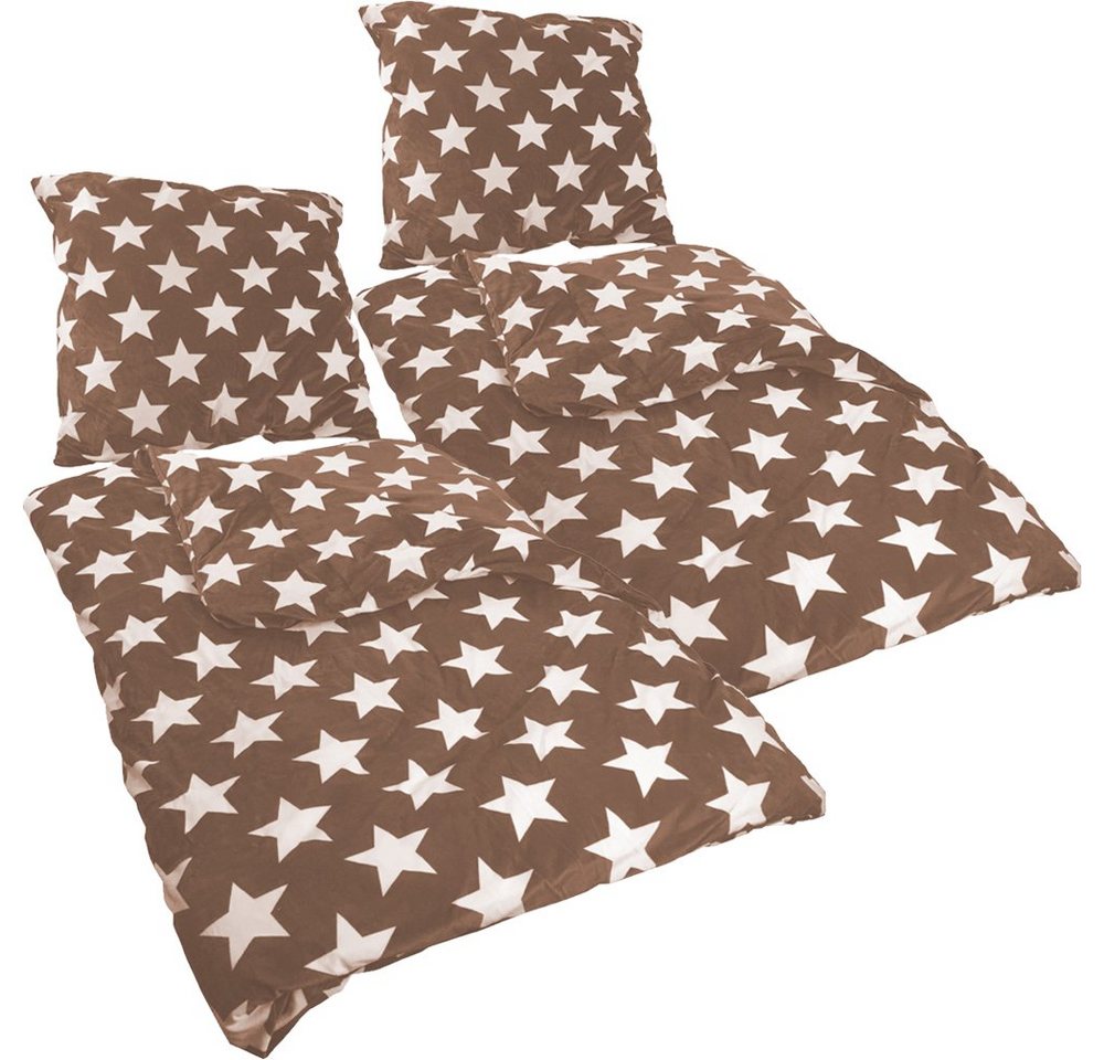 Bettwäsche Winter Bettwäsche CozyStar Sterne 4-teilig Samtweicher Mikromink Bezug, NYVI, Microfaser, 2 teilig, 2x Bettbezug 135x200 2x Kissenbezug 80x80 von NYVI