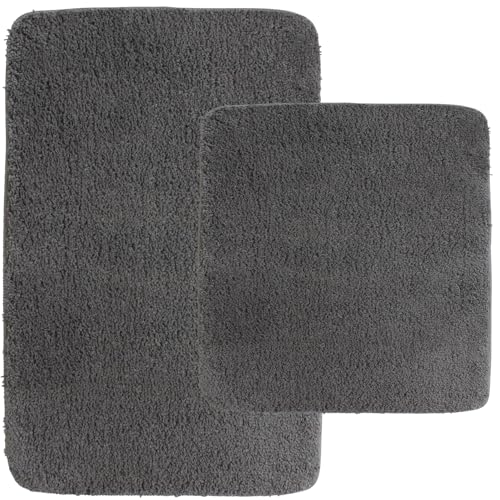 NYVI Badematten Set 2 teilig NYVISpa Lasalle 45x50 + 50x80 cm Grau Badematte & WC-Vorleger - Badezimmerteppich Set - rutschfest, Saugfähig, Schnell Trocknend, Fußbodenheizung geeignet, Oeko-TEX NYVI Badematten Set 2 teilig NYVISpa Lasalle 45x50 + 50x80 cm Grau Badematte & WC-Vorleger - Badezimmerteppich Set - rutschfest, Saugfähig, Schnell Trocknend, Fußbodenheizung geeignet, Oeko-TEX von NYVI