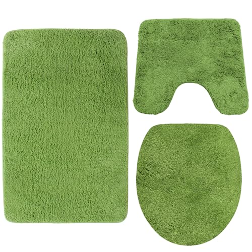 NYVI Badematten Set 3 teilig NYVISpa Lasalle Grün - Badematte 50x80 cm + WC-Vorleger mit Ausschnitt + WC-Deckelbezug - Badezimmerteppich Set - rutschfest, Saugstark, Fußbodenheizung geeignet NYVI Badematten Set 3 teilig NYVISpa Lasalle Grün - Badematte 50x80 cm + WC-Vorleger mit Ausschnitt + WC-Deckelbezug - Badezimmerteppich Set - rutschfest, Saugstark, Fußbodenheizung geeignet von NYVI