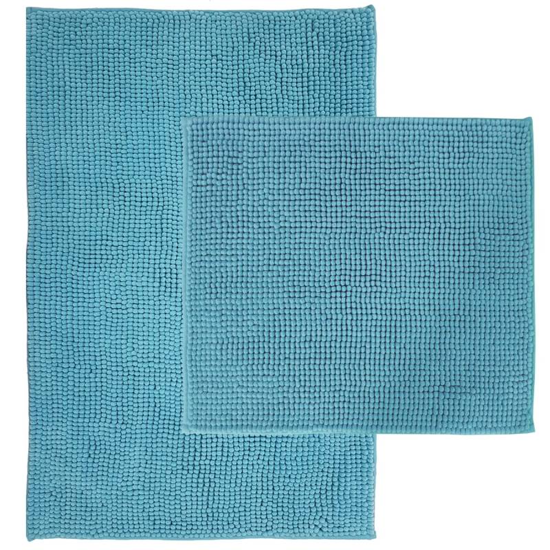 NYVI Badematten Set Chenille 2-teilig 45 x 50 cm und 50 x 80 cm Aqua von NYVI