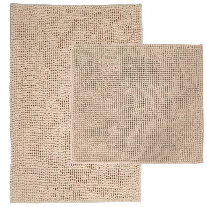 NYVI Badematten Set Chenille 2-teilig 45 x 50 cm und 50 x 80 cm Beige von NYVI