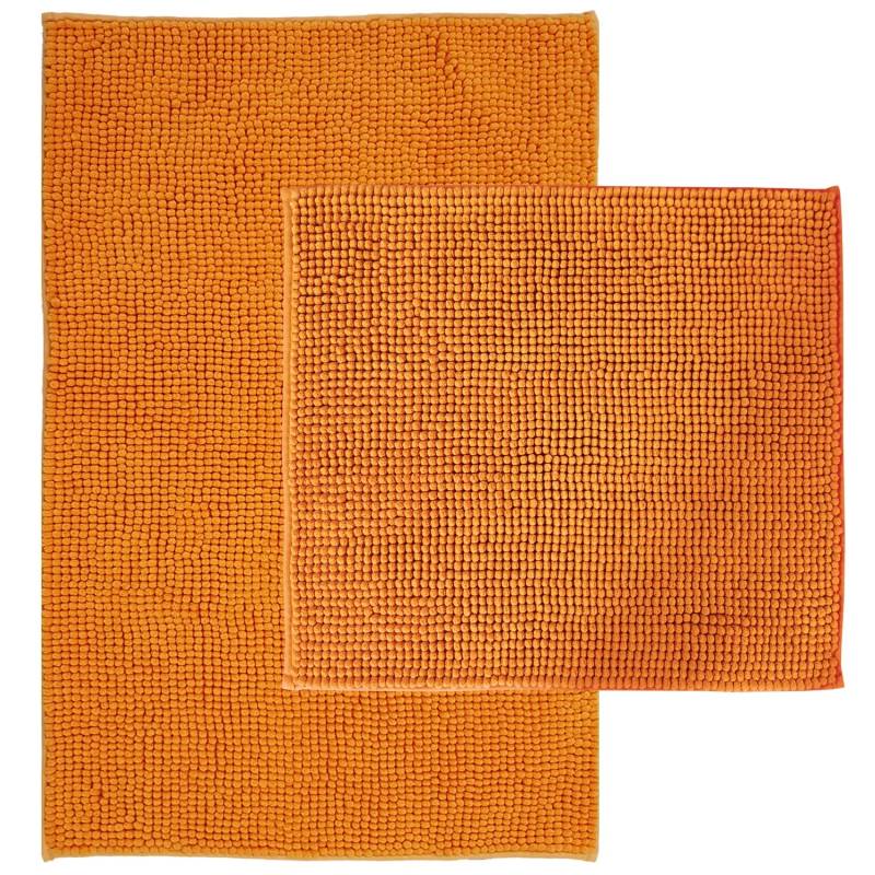 NYVI Badematten Set Chenille 2-teilig 45 x 50 cm und 50 x 80 cm Orange von NYVI
