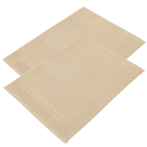 NYVI Badvorleger NYVIFresh 50x70 cm 2er Set - Frottee Duschvorleger aus 100% Baumwolle Premium Qualität 700 g/m² - Saugfähig Schnelltrocknend Waschbar - Badematte Badteppich Beige von NYVI