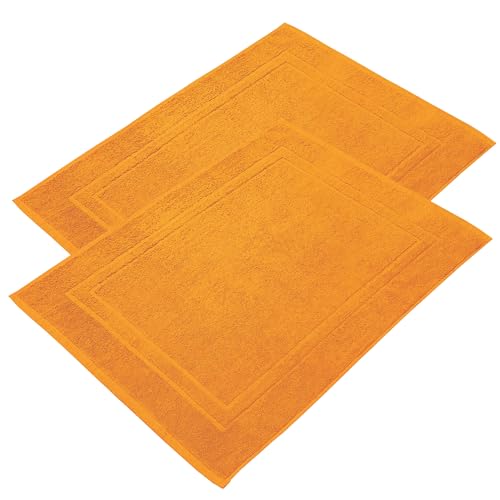 NYVI Badvorleger NYVIFresh 50x70 cm 2er Set - Frottee Duschvorleger aus 100% Baumwolle Premium Qualität 700 g/m² - Saugfähig Schnelltrocknend Waschbar - Badematte Badteppich Orange von NYVI