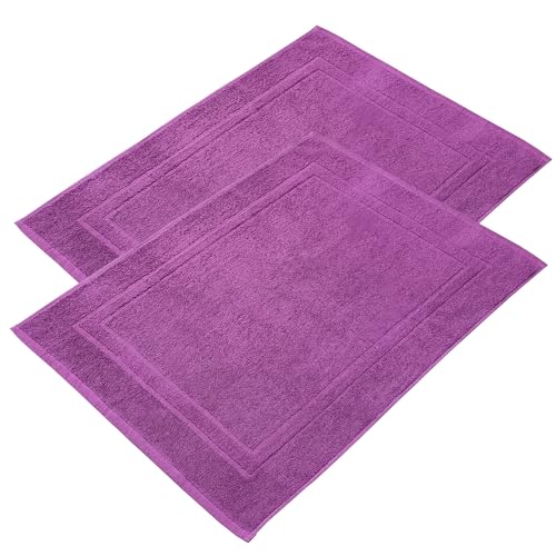 NYVI Badvorleger NYVIFresh 50x70 cm 2er Set - Frottee Duschvorleger aus 100% Baumwolle Premium Qualität 700 g/m² - Saugfähig Schnelltrocknend Waschbar - Badematte Badteppich Lila von NYVI
