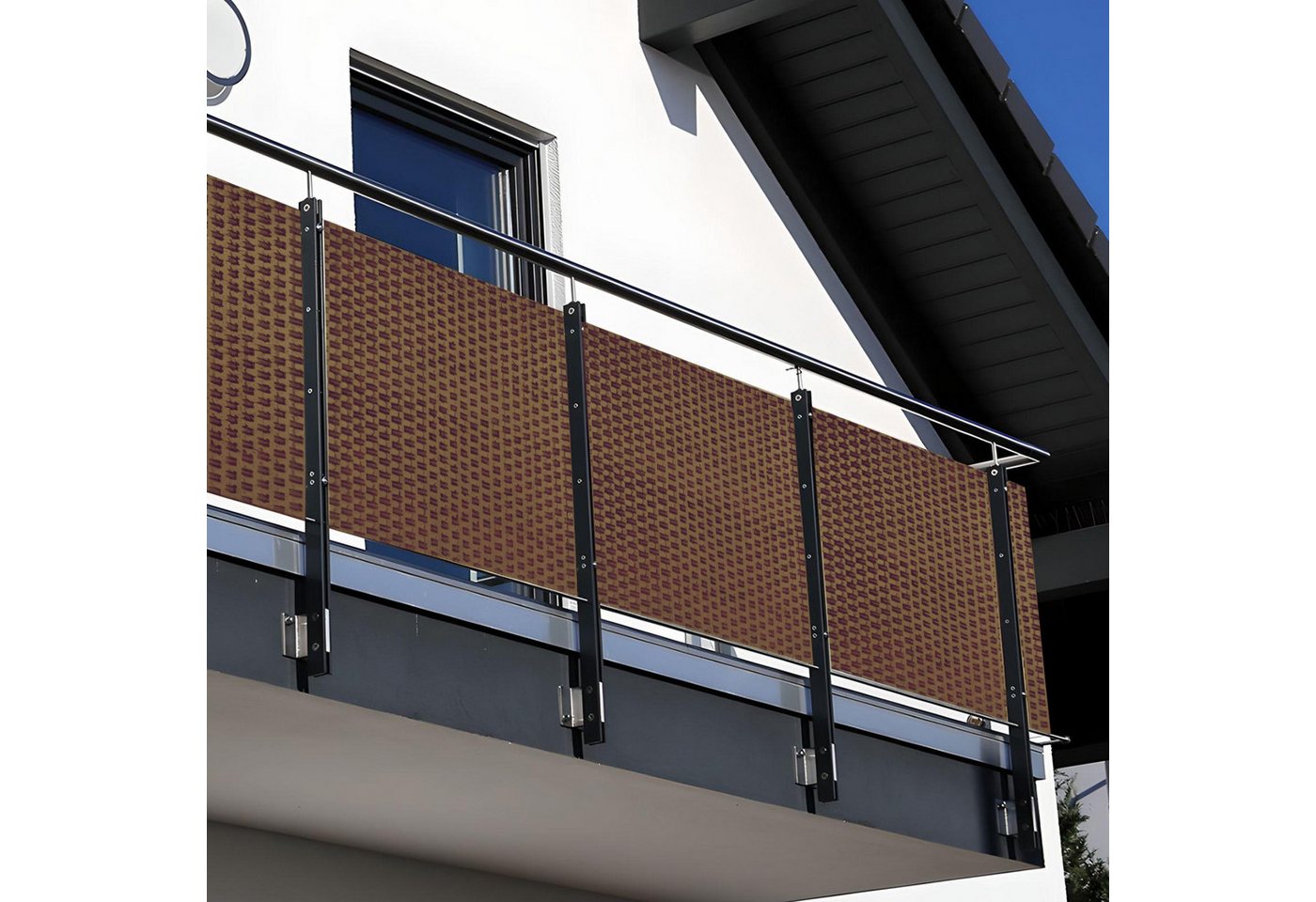 NYVI Balkonsichtschutz Polyrattan Balkon Sichtschutz Privafence Balkonbespannung (1-St) UV-fest, Witterungsbeständig, 100% Blickdicht - Balkonumspannung von NYVI