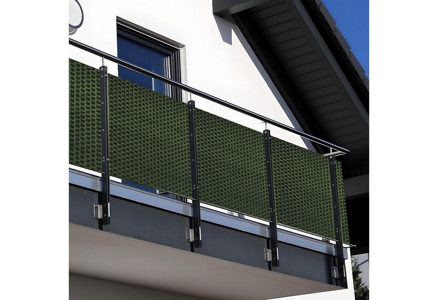 NYVI Balkonsichtschutz Polyrattan Balkon Sichtschutz Privafence Balkonbespannung Metallösen (1-St) UV-fest, Witterungsbeständig, 100% Blickdicht - Balkonumspannung von NYVI