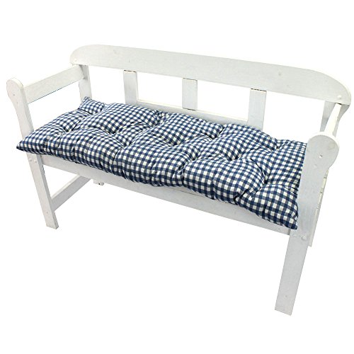 NYVI Bankauflage Ibiza 110x45 cm Blau Kariert 2er Set - Polsterauflage für Gartenbänke Gemütlich & Langlebig - Sitzauflagen für Bänke Outdoor & Indoor - Sitzkissen Auflage Bank Sitzbank von NYVI