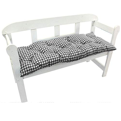 NYVI Bankauflage Ibiza 140x45 cm Grau Kariert - Polsterauflage für Gartenbänke Gemütlich & Langlebig - Sitzauflagen für Bänke Outdoor & Indoor - Sitzkissen Auflage Bank Sitzbank von NYVI