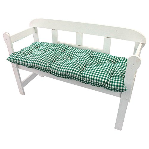 NYVI Bankauflage Ibiza 140x45 cm Grün Kariert 2er Set - Polsterauflage für Gartenbänke Gemütlich & Langlebig - Sitzauflagen für Bänke Outdoor & Indoor - Sitzkissen Auflage Bank Sitzbank von NYVI