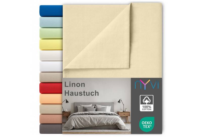 NYVI Betttuch Linon Deluxe Bettlaken ohne Gummizug aus 100% atmungsaktiver Baumwolle, Baumwolle, (1 Stück), Betttuch auch als Sommerdecke nutzbar, OEKO-TEX 100, Bei 60°C waschbar von NYVI