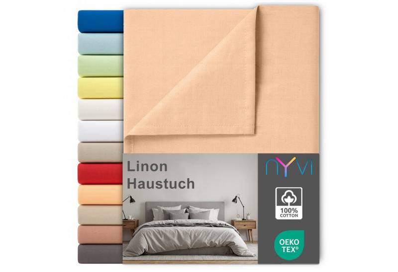 NYVI Betttuch Linon Deluxe Bettlaken ohne Gummizug aus 100% atmungsaktiver Baumwolle, Baumwolle, (1 Stück), Betttuch auch als Sommerdecke nutzbar, OEKO-TEX 100, Bei 60°C waschbar von NYVI