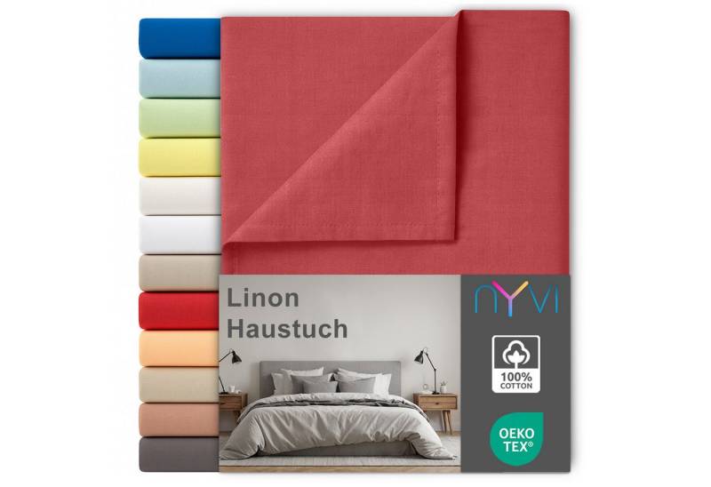 NYVI Betttuch Linon Deluxe Bettlaken ohne Gummizug aus 100% atmungsaktiver Baumwolle, Baumwolle, (1 Stück), Betttuch auch als Sommerdecke nutzbar, OEKO-TEX 100, Bei 60°C waschbar von NYVI