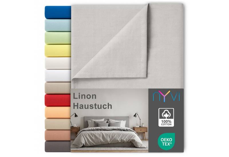 NYVI Betttuch Linon Deluxe Bettlaken ohne Gummizug aus 100% atmungsaktiver Baumwolle, Baumwolle, (1 Stück), Betttuch auch als Sommerdecke nutzbar, OEKO-TEX 100, Bei 60°C waschbar von NYVI