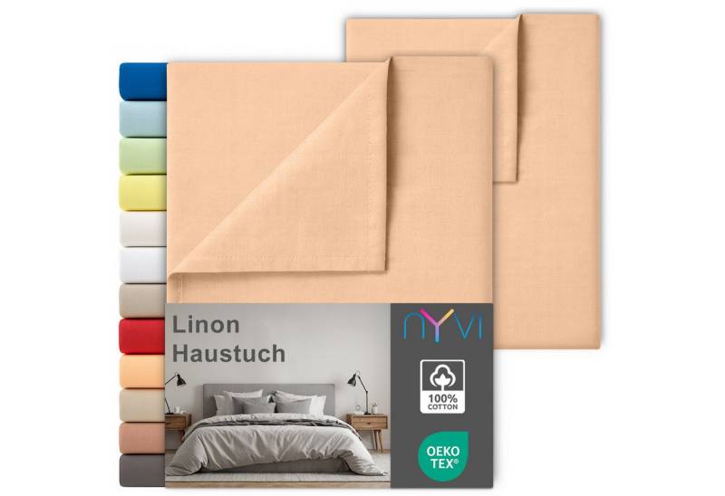 NYVI Betttuch Linon Deluxe Bettlaken ohne Gummizug aus 100% atmungsaktiver Baumwolle, Baumwolle, (2 Stück), Betttuch auch als Sommerdecke nutzbar, OEKO-TEX 100, Bei 60°C waschbar von NYVI